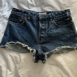 Free people high rise button fly raw hem shorts